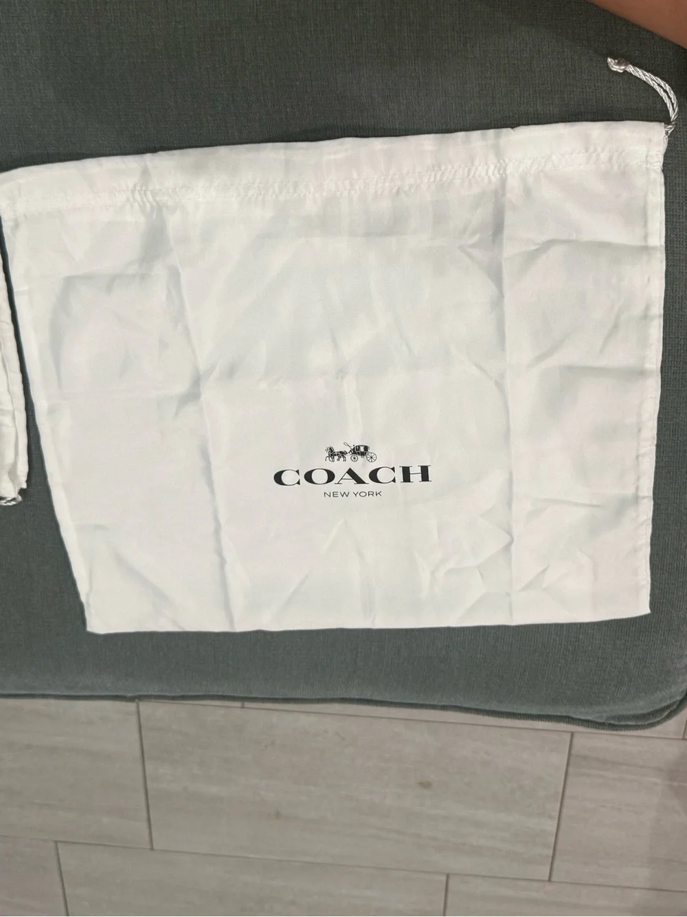 Coach satin White Drawstring Storage Pouch with Logo